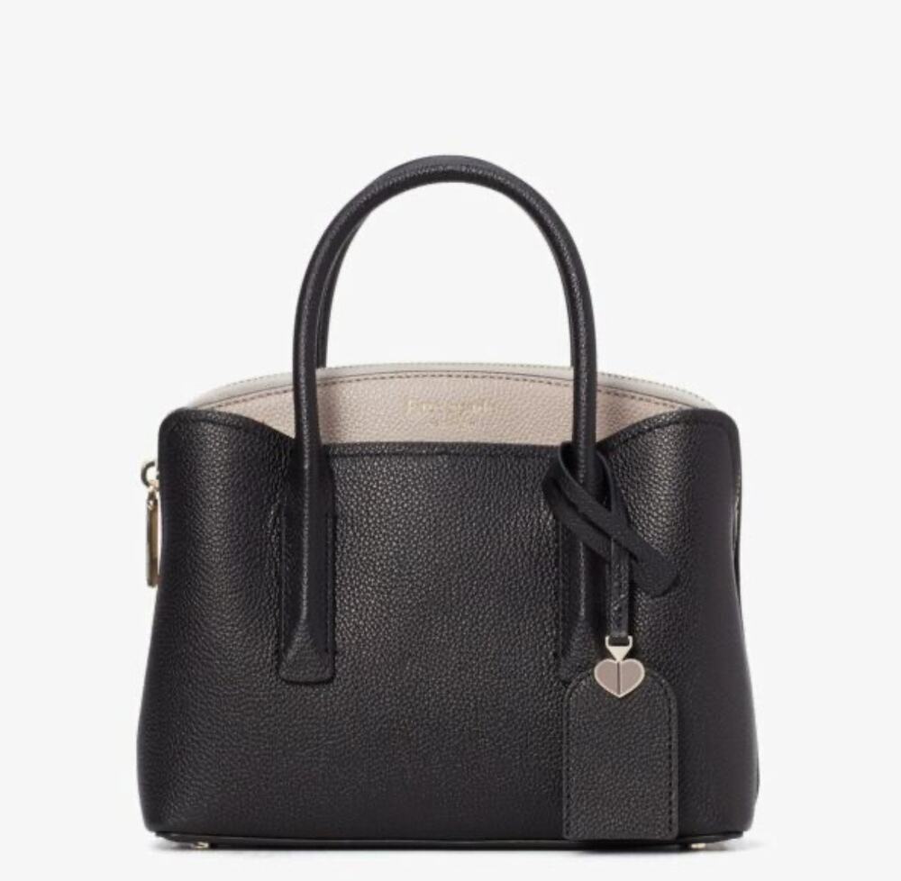 Kate Spade Margaux Black Taupe Leather Tote Handbag GS